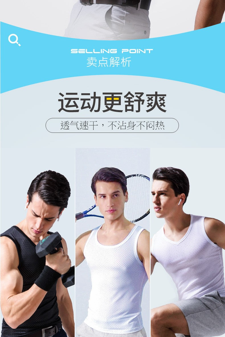 Men's Ice Silk Mesh Tank Tops Gym Stringer Transparent Bodybuilding Sleeveless Shirt Fitness Vest Male mesh Muscle Singlets