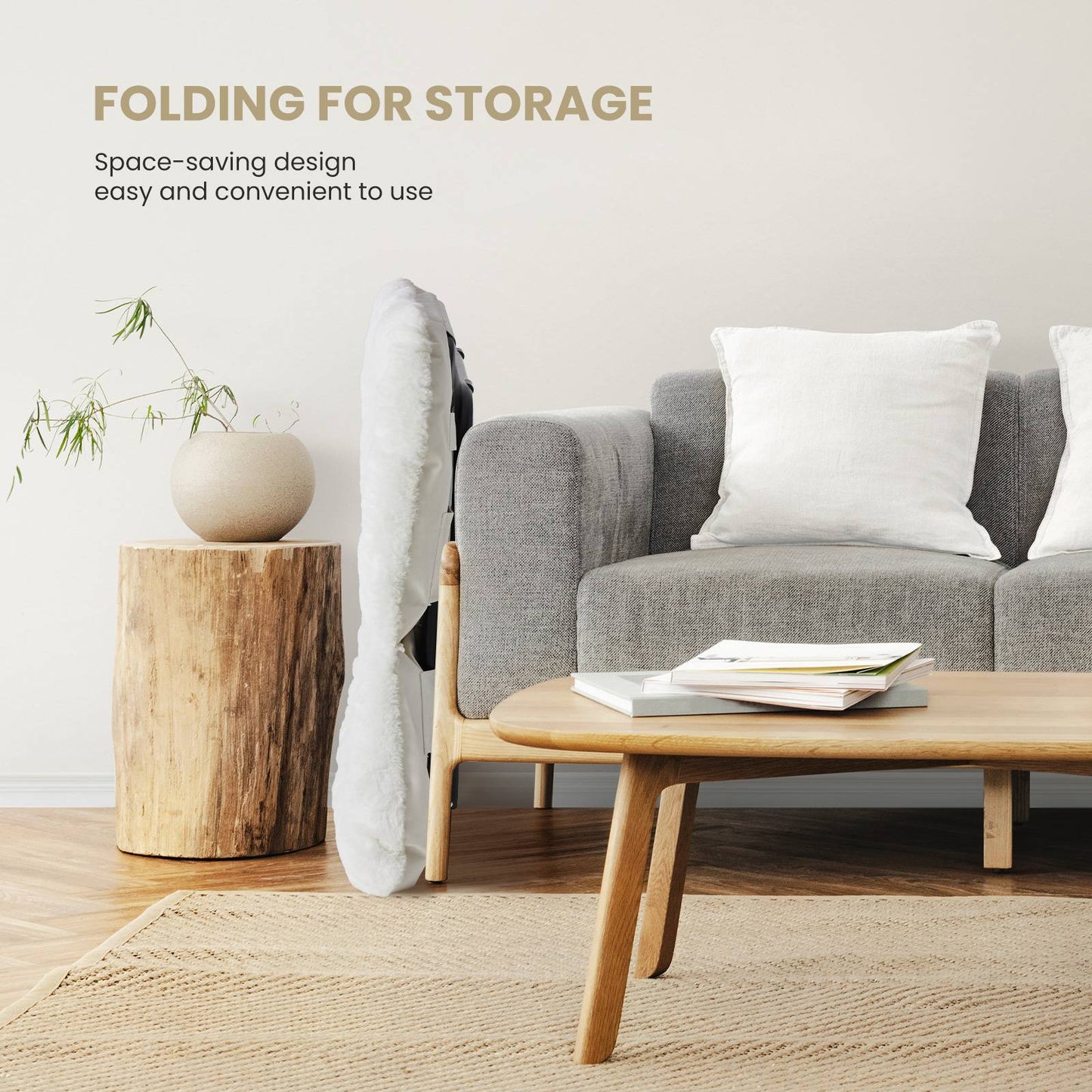 JHK 28IN Cozy Saucer Chairs Soft Faux Fur Large Size Folding Lounge Living Room Padded Seat Metal Frame Reading Chair Furniture