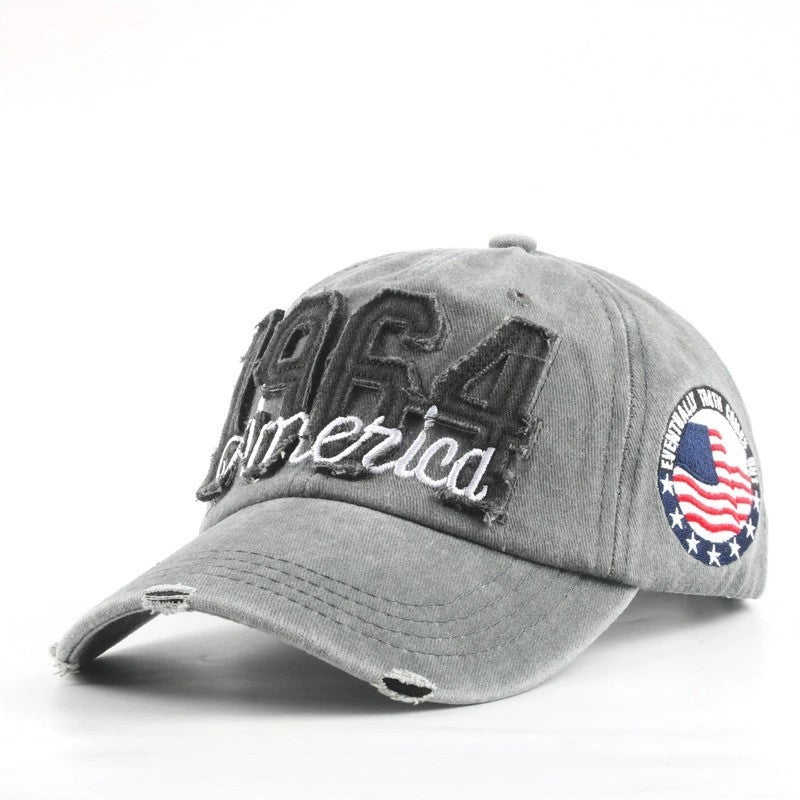 1 unisex all season fashionable Washed retro retro letter 1964America baseball cap