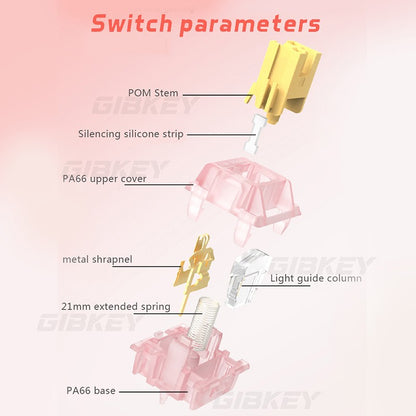 Switch Outemu Silent Peach V3 Lubrificado Mute Lemon V3 Switches Teclado Mecânico Linear Tátil 5 Pinos Hot swap Pré-lubrificado PA66 POM