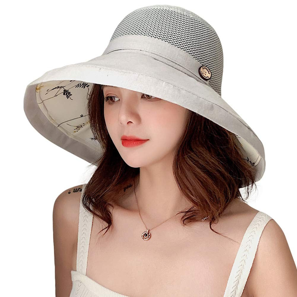 Women Mesh Sun Hats Summer Beach UV UPF Packable Wide Chin Strap, Sun Hats for Men & Women UV Protection, Sun Hat with Neck Flap