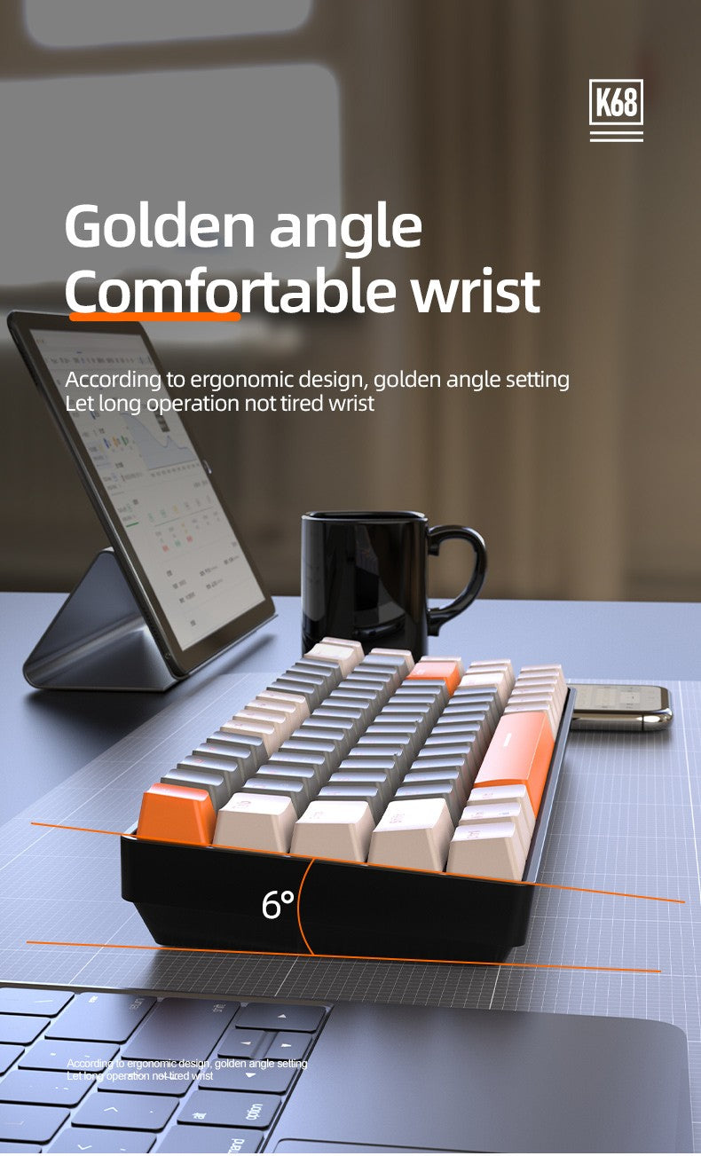 K68 60%  Wireless Mechanical Keyboard ,Bluetooth Dual Mode,Hot-Swappable Mini 68-Key Red Switch for PC iPhone iPad,K68 Keyboard