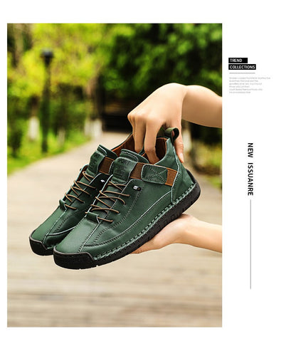 New Fashion Sneakers Handmade Leather Women's Shoes Mid-Top Women Casual Flats Shoes Slip on Loafers Zapatillas De Mujer