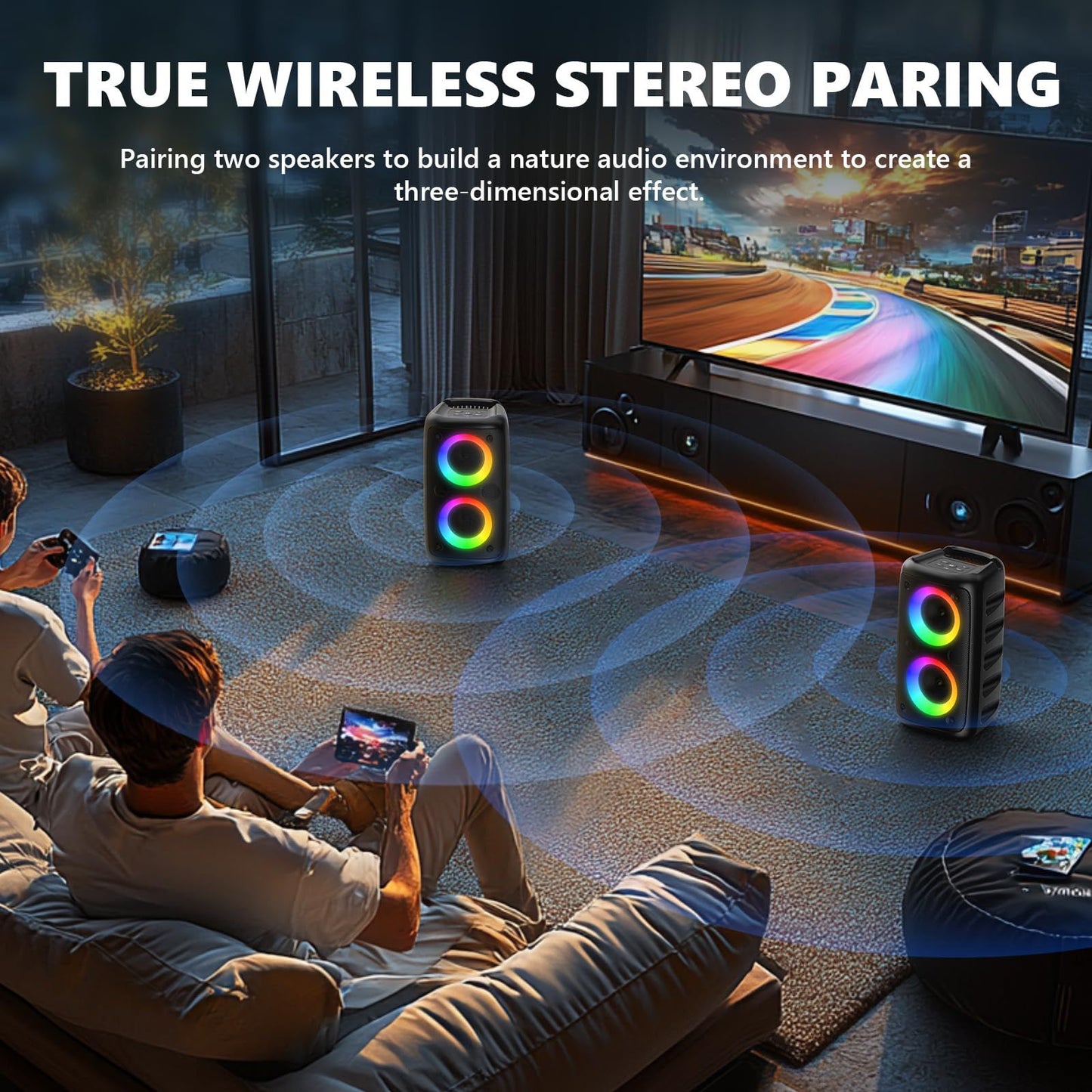 A caixa de som sem fio HY-3317 vem com subwoofer, microfone grátis e som surround com qualidade de cinema