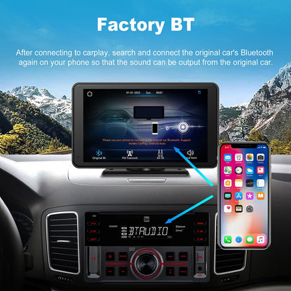 Wireless CarPlay Screen for Car 7" HD Portable Stereo Touchscreen For Apple CarPlay & Android Auto CarPlay Screen with Backup