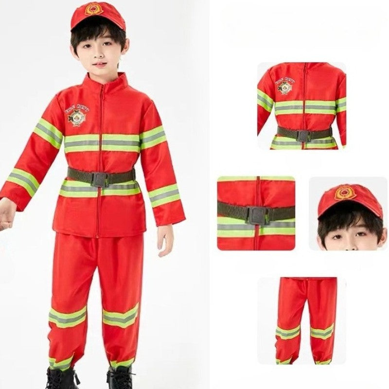 Children's Firefighter Performance Costume Kids Sets Boys and Girls Cosplay Fireman Clothes Festival Stage Show Clothes