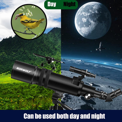 BORWOLF 90600 Telescópio Astronômico, Alta Potência Grande Abertura 90MM HD Profissional para Observação de Espaço Profundo Observação de Estrelas,