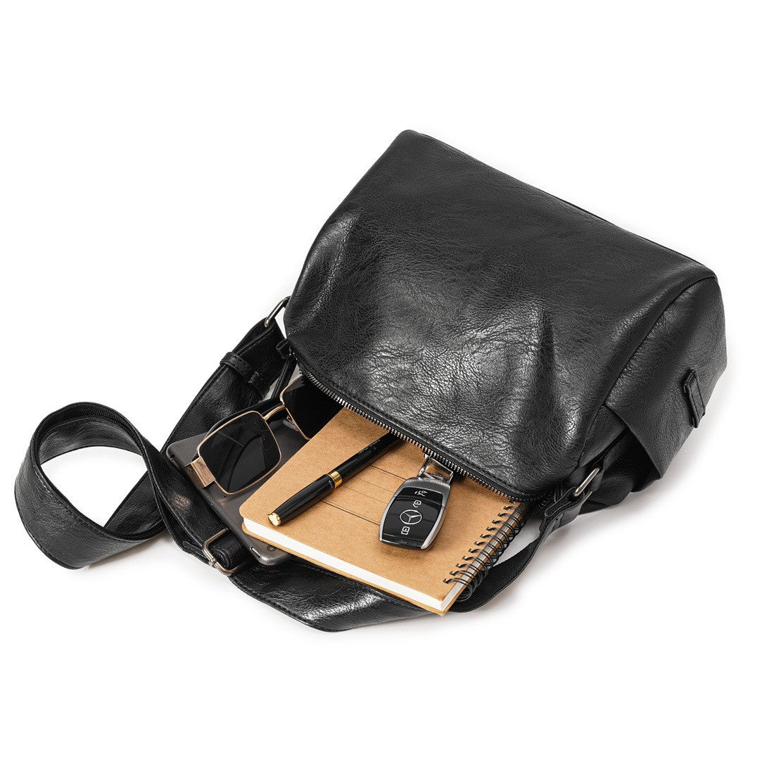 New soft leather men's bag shoulder bag men's leather bag crossbody bag Korean version versatile casual bag small shoulder bag B