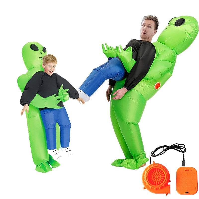 Funny Alien Cosplay Costume Inflated Garment Scary Green Alien Costumes for Women Men Boys Girls Halloween Carnival Clothes