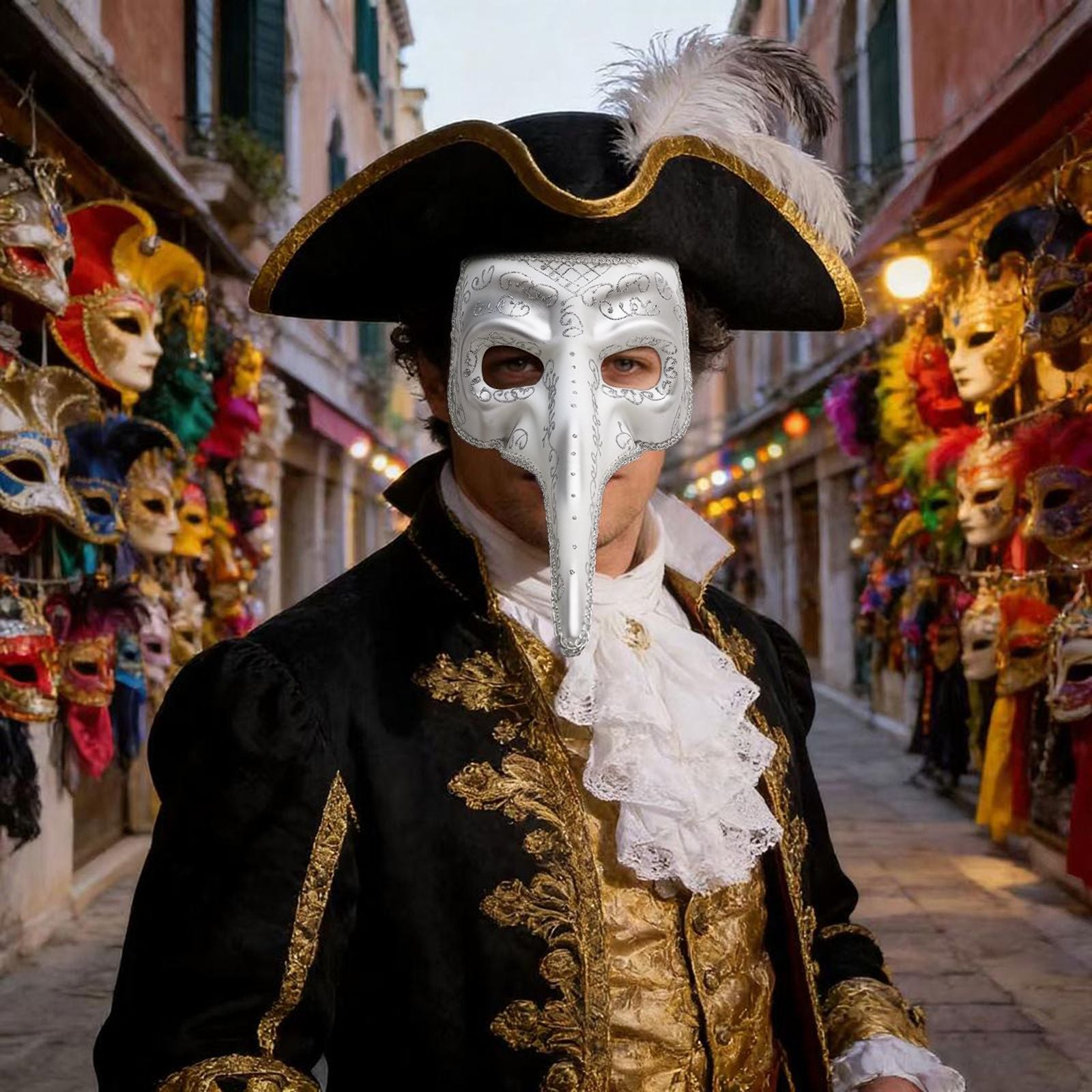 1Pc Venetian Long-Nose Mask, Carnival Mask, Unisex Party Costume Accessory, Perfect Decorative Mask for Role-Playing