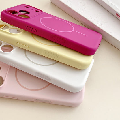 Capa de Silicone Magnética de Carregamento Sem Fio MagSafe de Cor Sólida para iPhone 17 Pro Max/17/17 Pro Capa Traseira Protetora