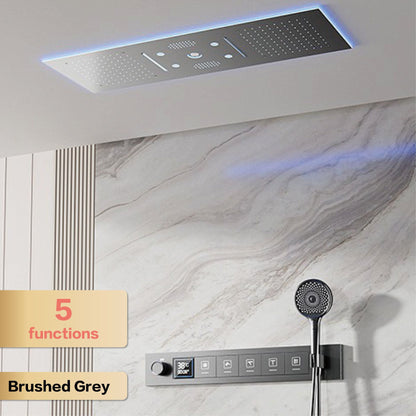 AITANA Sistema de Chuveiro Termostático de Luxo com Display LED em Latão Escurecido, Banheiro, Teto Embutido, Cortina Gigante de Chuva