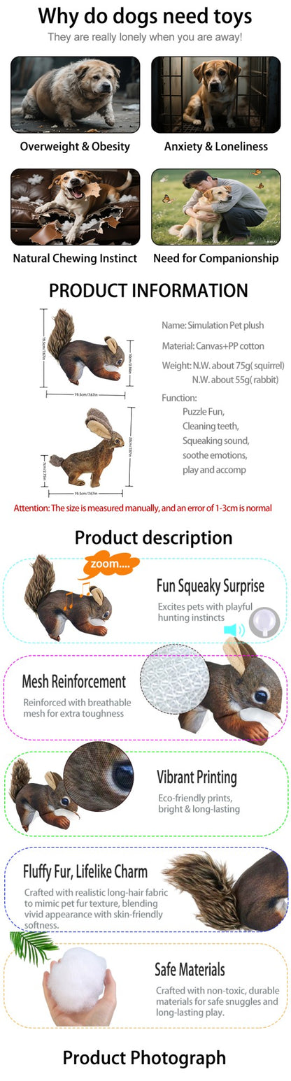 Pets Dog Chew Stuffed Funny Rabbit Squirrel Shape Squeak Pet Plush Toy Apply To Training Exercise Simulation Animal Toys