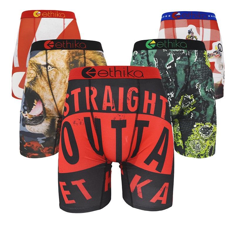 ETHIKA 1PC Sexy Men's Underwear Breathable Sexy Men Panties Boxers Briefs Fashion Print Boxer Shorts Underpants Plus Size S-XXXL