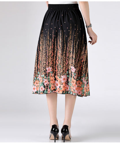 Women's Plus Size Half Skirt 2024 Summer New Bohemian Style Printed Pleated Skirt Fashionable Spring Women's Clothing