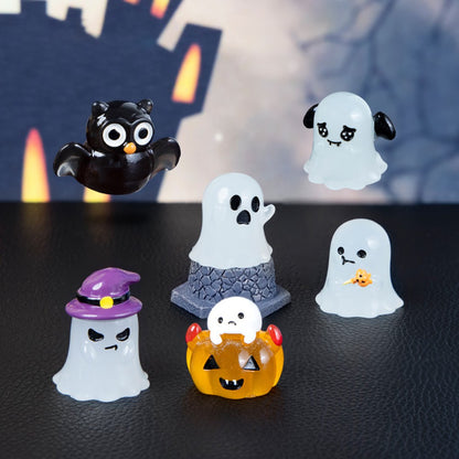 6Pcs Halloween Micro Landscape Miniature Figurines Resin Craft Mini Fairy Garden Ornaments Pumpkin Ghost Owl Home Decor