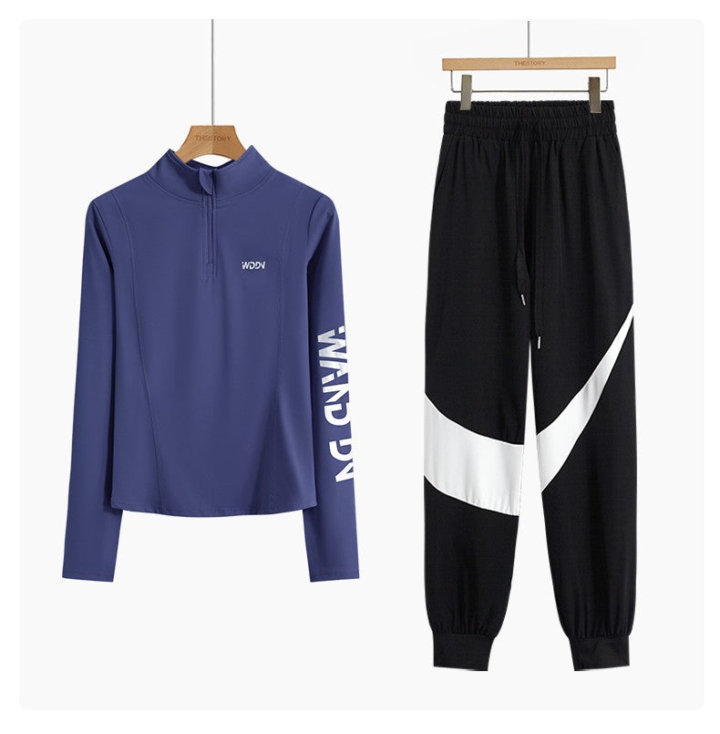 DRUR Yoga Set for Women 2 Piece Lightweight Loose Fit Sportswear Outfits Breathable Tops Pants Suit Running Clothes Autumn New