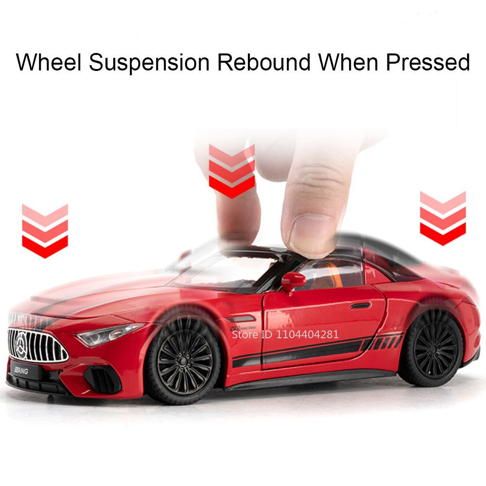 Miniatura de Carro de Brinquedo SL63 G800 na Escala 1:22, Veículos de Liga Fundida, Direção nas Rodas Dianteiras, Som, Luz, Fricção, Modelos para Presente Adulto