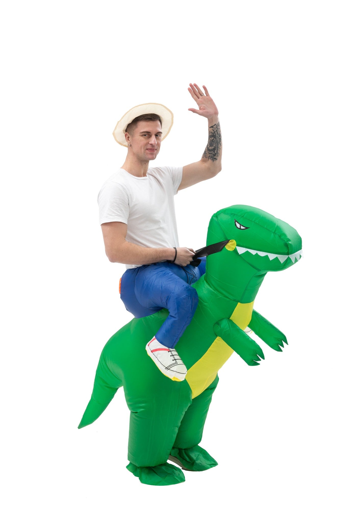 Funny dinosaur inflatable costume set  Riding jumpsuit cosplay outfit  High-impact hilarious costume Halloween attire