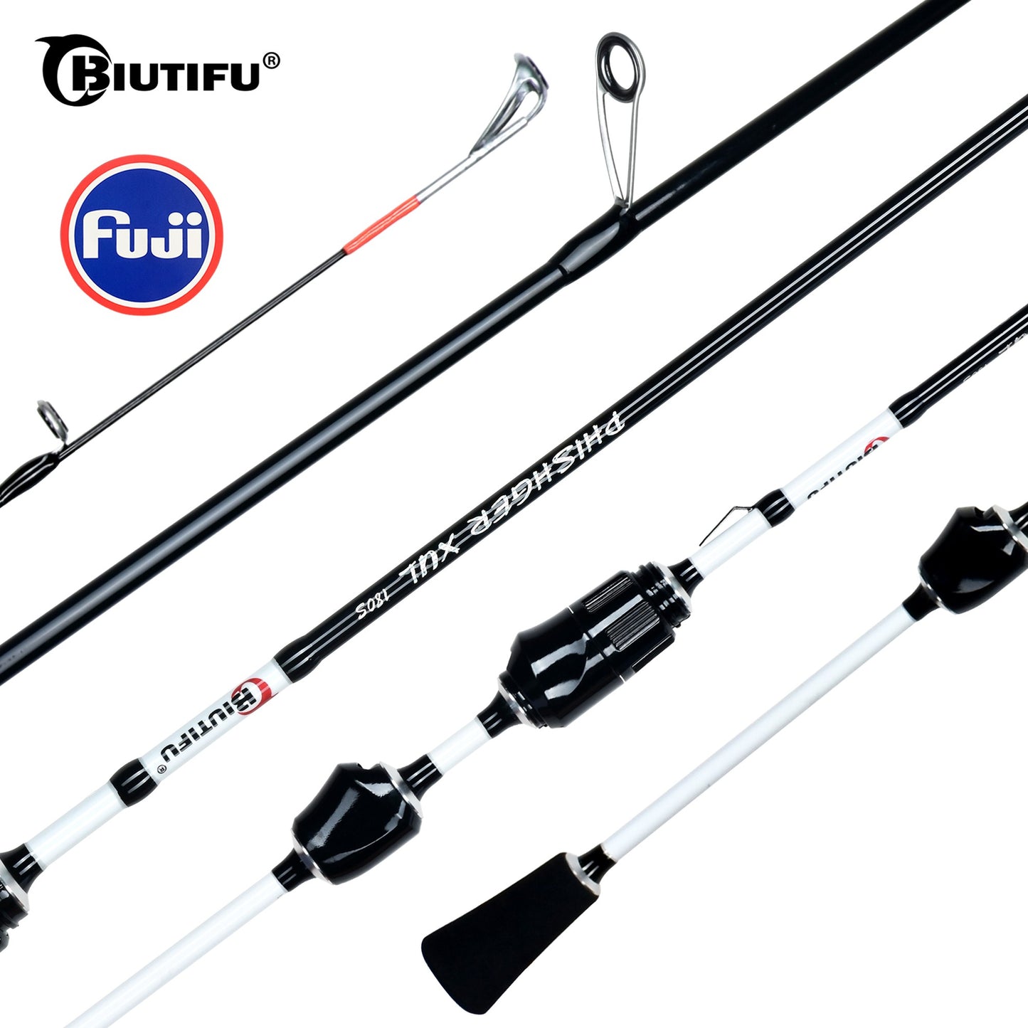 BIUTIFU Spinning Casting Ultralight Rod 1.8/1.92m T800 Carbon Fiber Fuji Ring 0.2-8g Solid Tip For Lure Trout Fishing Phishger