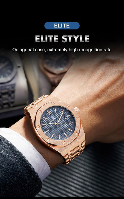 PAAZOMU Luxury Business Man Wristwatch Waterproof Luminous Date Men Watch Stainless Steel Fashion Quartz Watches For Men Reloj