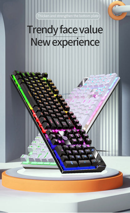 YINDIAO K500 Teclado com Fio para Jogos Notebook Desktops PC Acessórios de Escritório Teclados Gamer de Perfil Baixo com Teclado Numérico