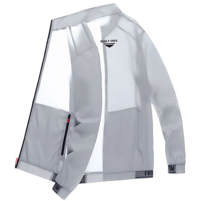 Men's sun protection clothes for summer ultra-thin breathable ice silk trendy fashion UV resistant air conditioning jacket jacke