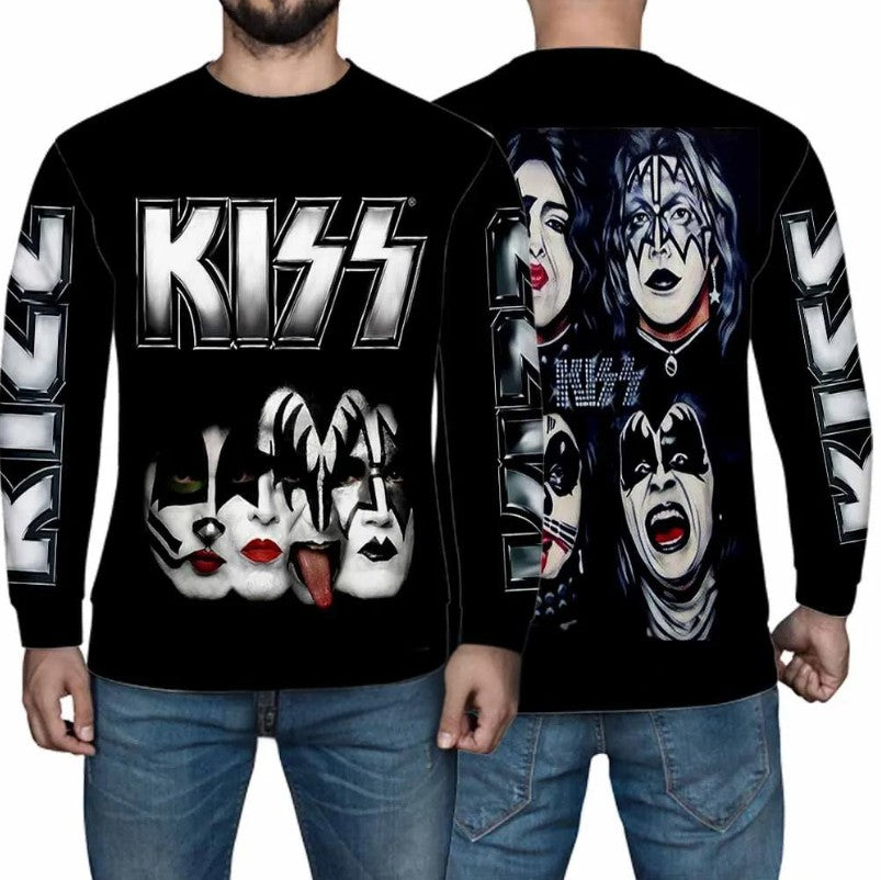 KISS BAND Tshirt Men Fashion Graphic T shirts 3D Printing Men's Clothing Breathable Simple Long Sleeve Hip Hop T-shirt Tops