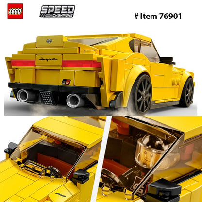 LEGO 76901 Speed Champions Toyota GR Supra – Conjunto de construção de carro esportivo colecionável com minifigura de piloto de corrida
