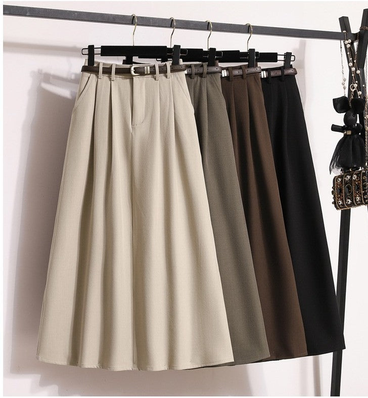 2025 Plus Size Skirts for Women Autumn Elegant Solid Women's Wrap Umbrella Skirts Korean High Waisted Suit Pleated Skirt