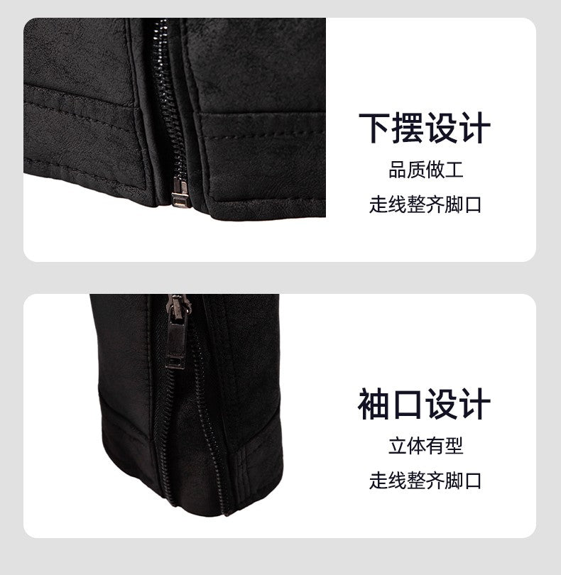 Spring Autumn Retro Leather Jackets Casual Men's Wear Tie Dyed Washed Matte Process Casual Outerwear Fashion Motorcycle Leather