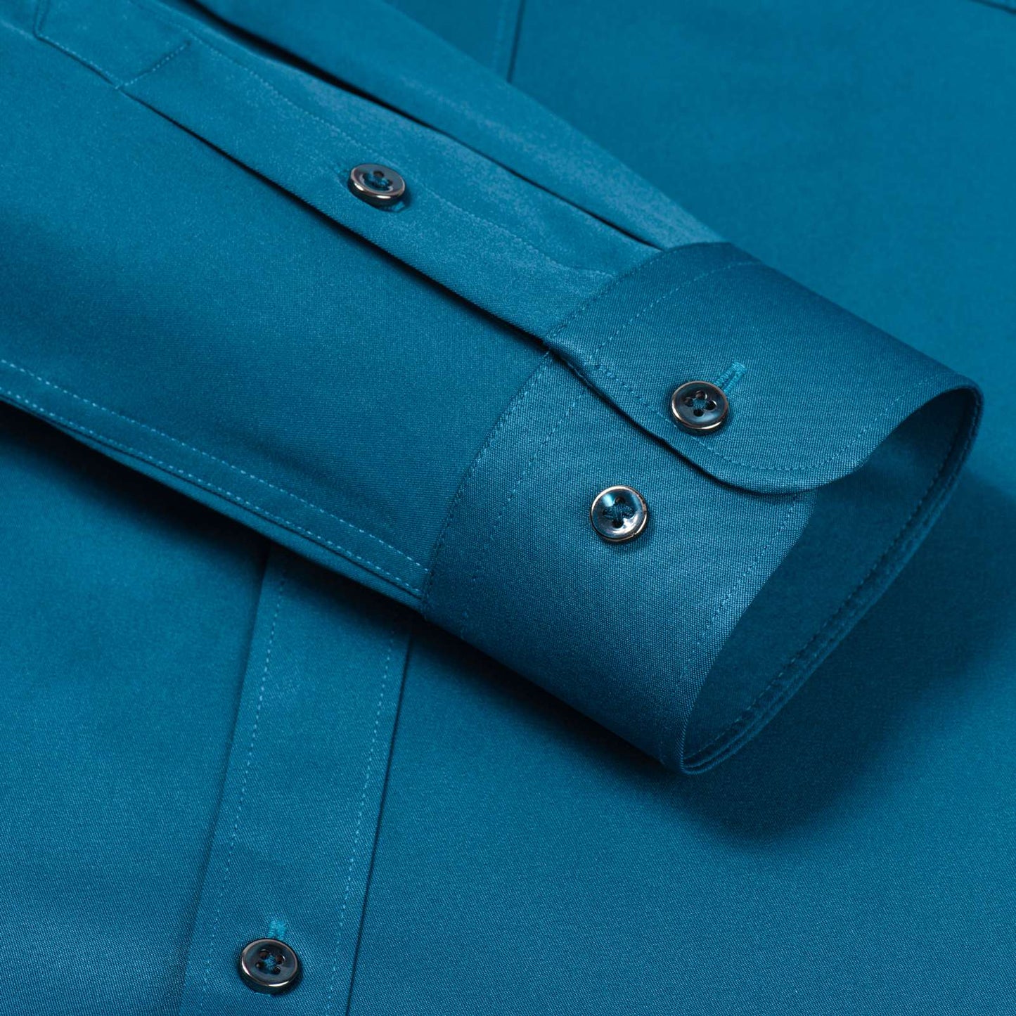 Men's Sleek Stretch Long Sleeve Button Up Shirts with Chest Pocket, Solid Color Formal Business Wrinkle Free Menswear Clothing