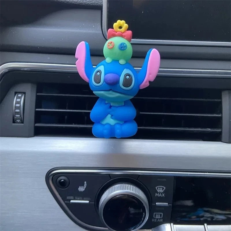 Suporte de Perfume para Carro Disney Stitch Enfeite de Carro Figura de Anime Stitch Clipe de Perfume de Carro Desenho Animado Difusor de Fragrância Brinquedo de Presente para Crianças
