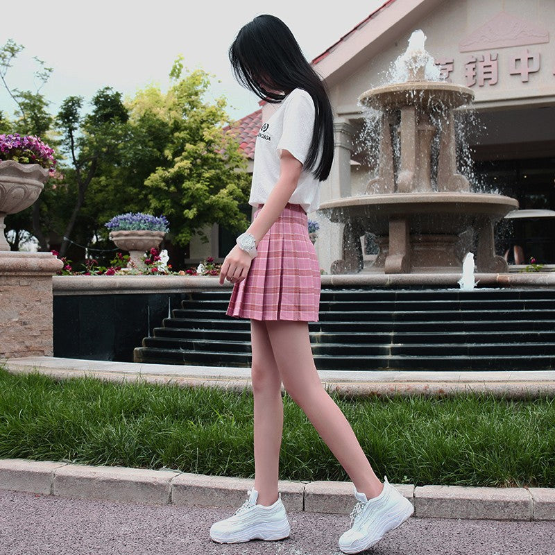 Harajuku 0Women Pleat Skirt 0Preppy Style Plaid 0Mini Cute Japanese School Uniforms Ladies Jupe Kawaii