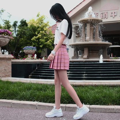 Harajuku 0Women Pleat Skirt 0Preppy Style Plaid 0Mini Cute Japanese School Uniforms Ladies Jupe Kawaii