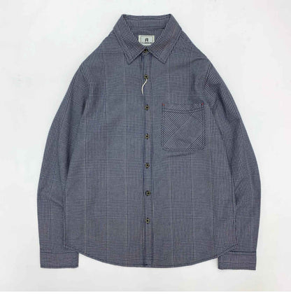 Plaid shirt Men's vintage shirt American cargo cotton loose casual coat