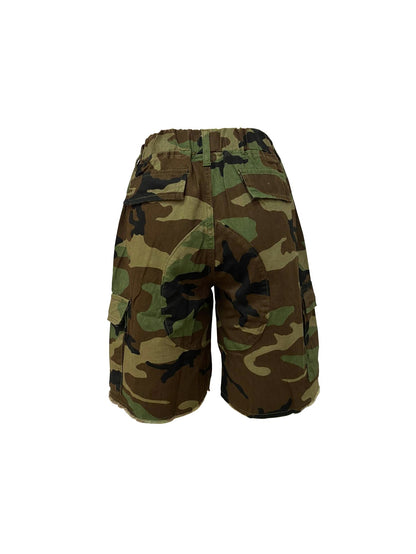 1338 New Product Rubber Waist Printed Camo Multi Pocket Casual Women's Shorts