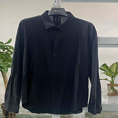 Men's Solid Color Cotton Linen Blend Breathable Sweat Absorbing Easy to Maintain Long Sleeved Shirt Business Casual Slim Fit