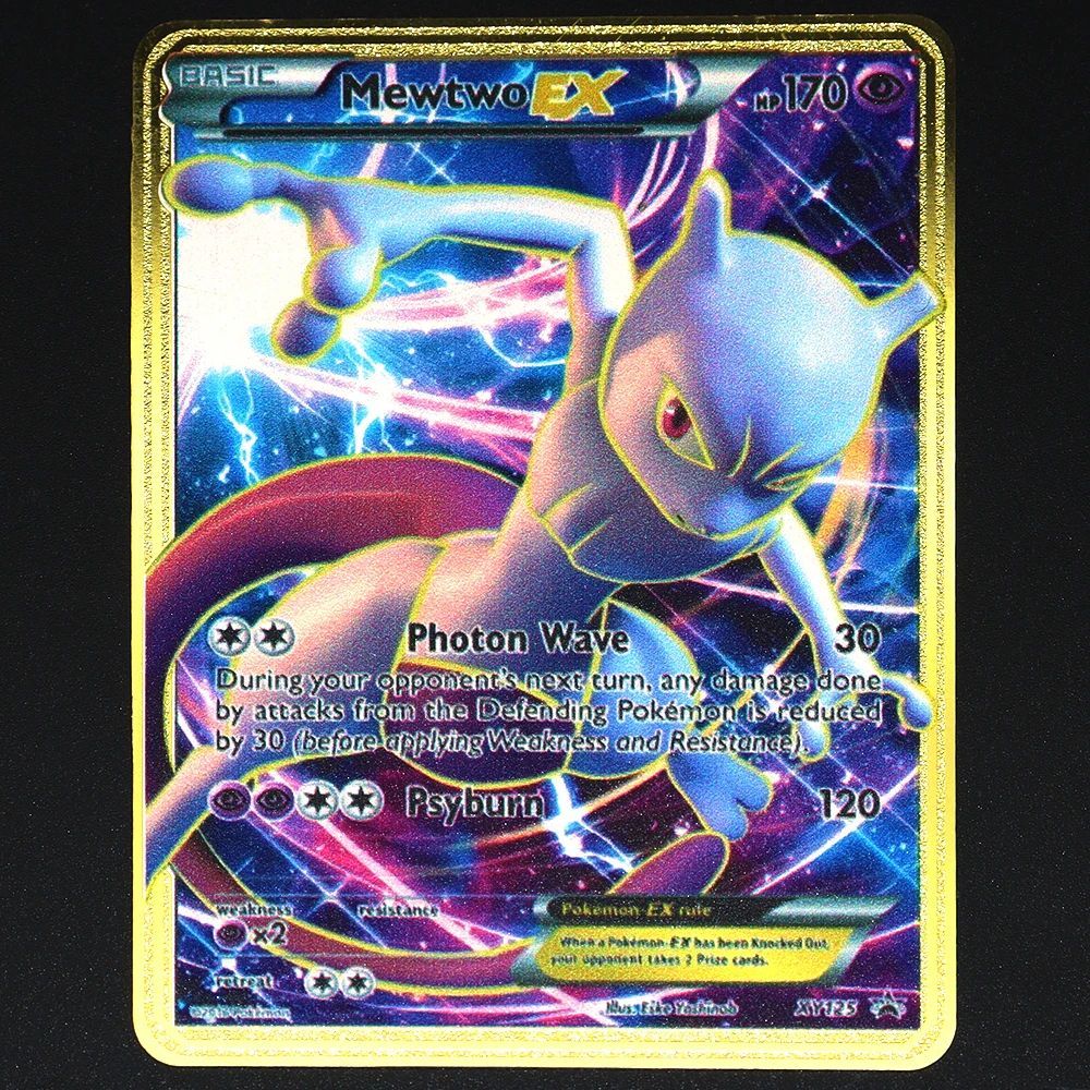 Pokémon 183200 Pontos Alto HP Cartas de Metal Douradas Pretas Inglês Francês Vmax Mega GX Coleção de Cards Charizard Pikachu Mewtwo