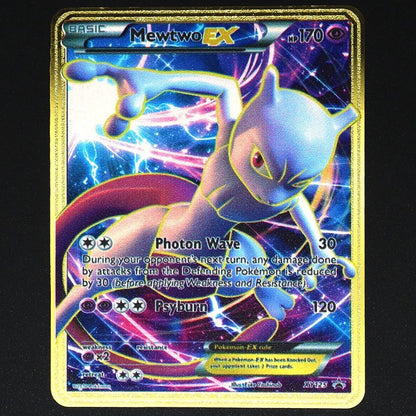 Pokémon 183200 Pontos Alto HP Cartas de Metal Douradas Pretas Inglês Francês Vmax Mega GX Coleção de Cards Charizard Pikachu Mewtwo
