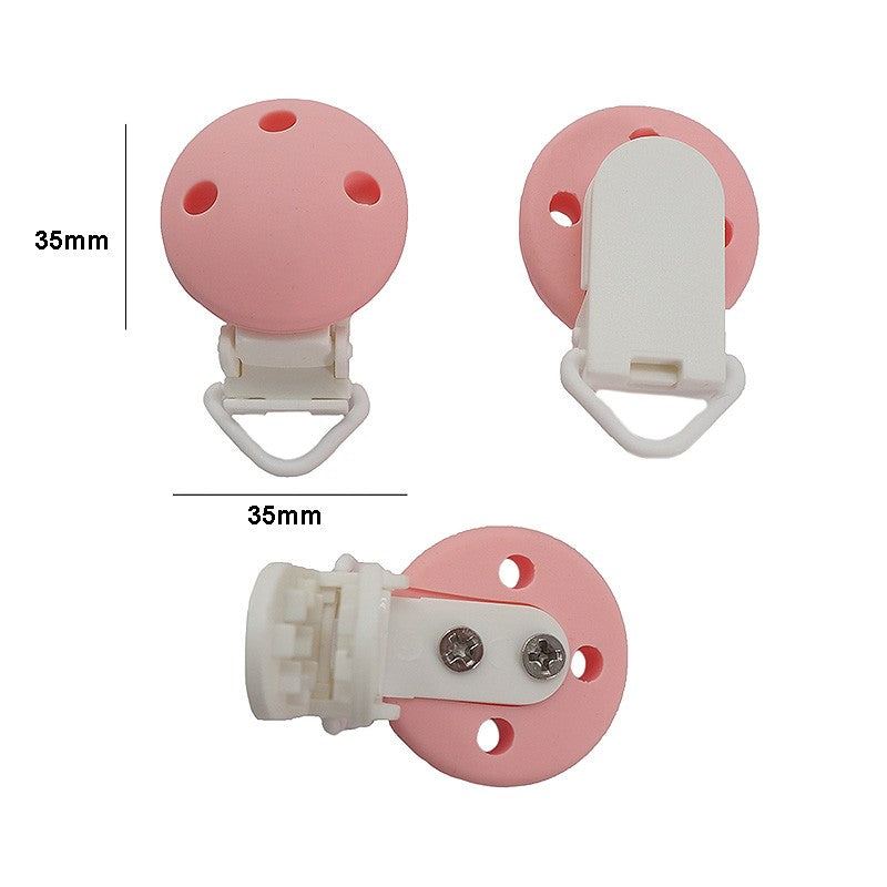 Chenkai 10PCS Round Bear Star Silicone Teether Clip DIY Baby Pacifier Dummy Chain Holder Soother Nursing Jewelry Toy Clips