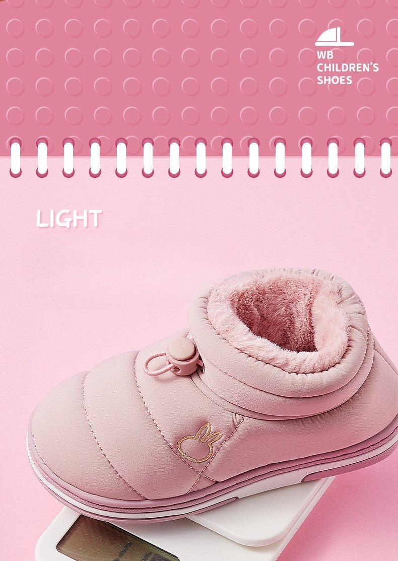 Children's Thick Furry Boots Winter Season Cartoon Warm Shoes Boys Girls Kids Home Cotton Slippers Heel Outdoor Baby Snow Boots