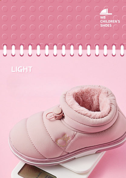 Children's Thick Furry Boots Winter Season Cartoon Warm Shoes Boys Girls Kids Home Cotton Slippers Heel Outdoor Baby Snow Boots