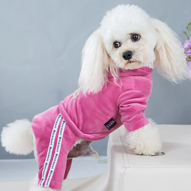 Roupa de cachorro para cães pequenos, gatos, roupas de inverno quentes para animais de estimação, macacão de veludo macio, moletom com capuz para filhotes, macacão para Chihuahua