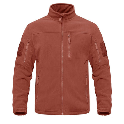 TACVASEN Full Zip Up Green Fleece Jacket Thermal Warm Work Coats Mens Zipper Pockets Jacket Hiking Training Outwear Windbreaker
