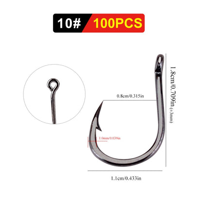 FTK 50-100pçs Anzol de Pesca Dourado Aço de Alto Carbono 1#-12# Anzol Farpado com Olhal Anzóis Vermelhos para Pesca de Carpa