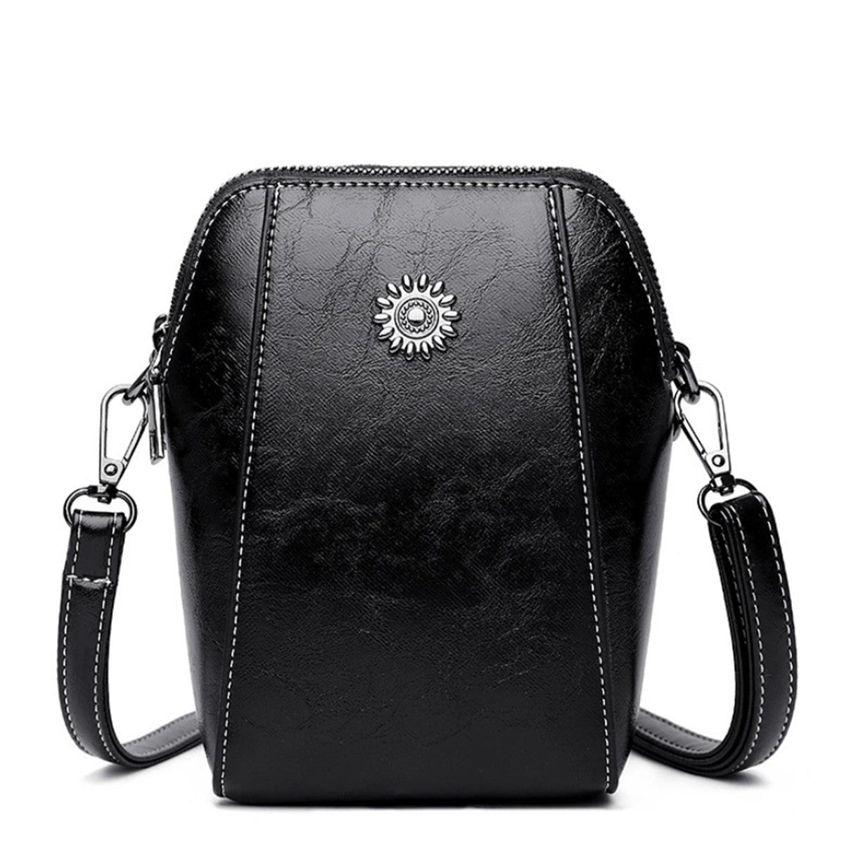 Ladies' fashionable soft leather single-shoulder bag, trendy vertical design crossbody bag, portable phone storage bag