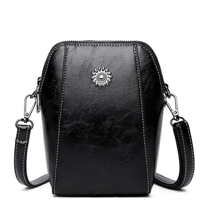 Ladies' fashionable soft leather single-shoulder bag, trendy vertical design crossbody bag, portable phone storage bag