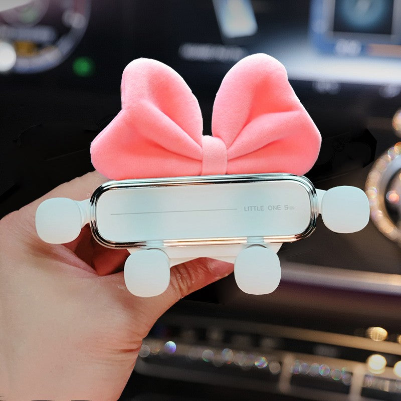 Cute Cartoon Red Bow Universal Gravity Car Phone Holder GPS Stand Bracket Creative Auto Air Vent Clip Mount Mobile Phone Holder