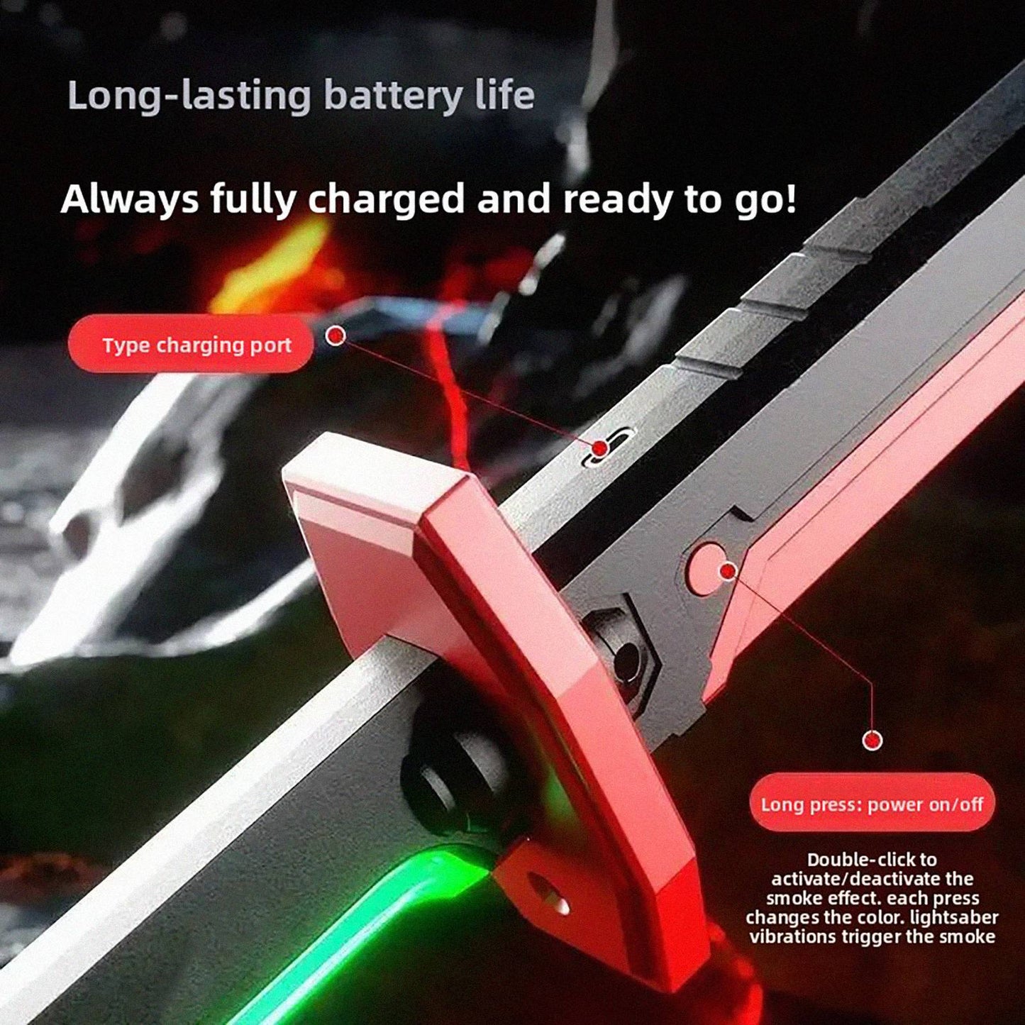 NEW Colorful Streamer Glowing Sword Toys with Spark & Smoke Effect Light Sword Toy for Kids Christmas Birthday Gift Holiday Prop